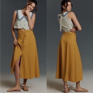 NWT! Anthropologie Copper Maeve High-Waisted Button-Front Maxi Skirt - Multiple🥨